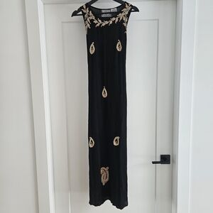 Yaya Black Embroidered Maxi Dress